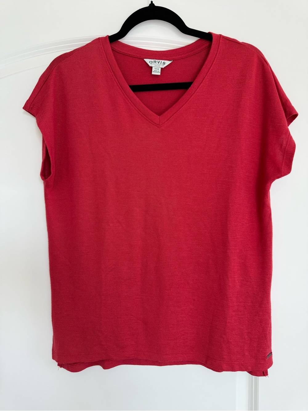Orvis Women's Red V-Neck Knit Tunic Top Sz S